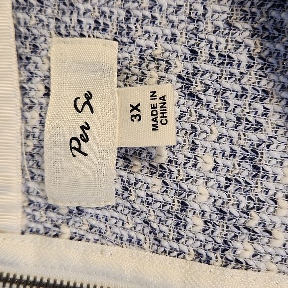 Per Se Tunic Blue & Metallic Printed Long Sleeve with Scoop Neck Sweater $440 - Picture 6 of 8